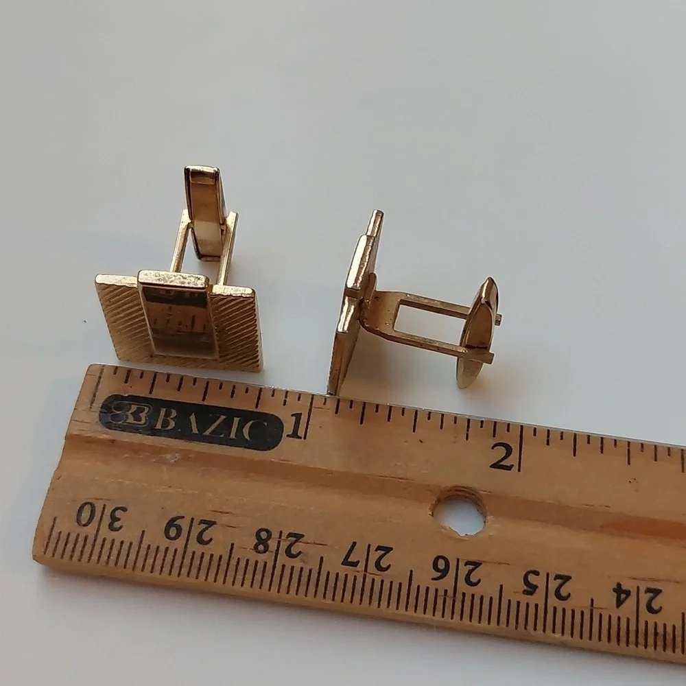 Vintage JIM Cufflinks Personalized Gold Tone Multi Texture Gift For Him
